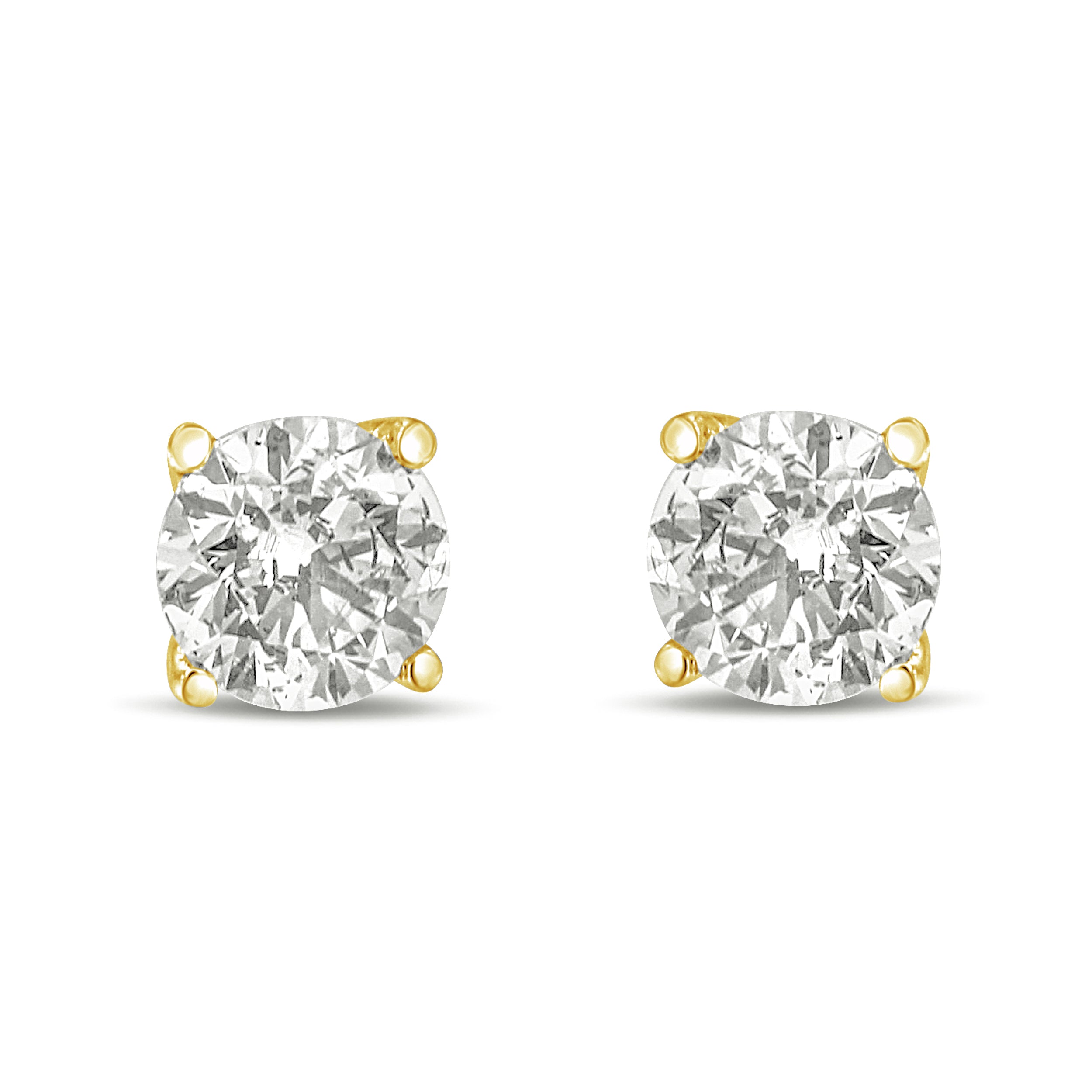 14K Yellow Gold 1.0 Cttw Lab Grown Diamond Solitaire Stud Earrings