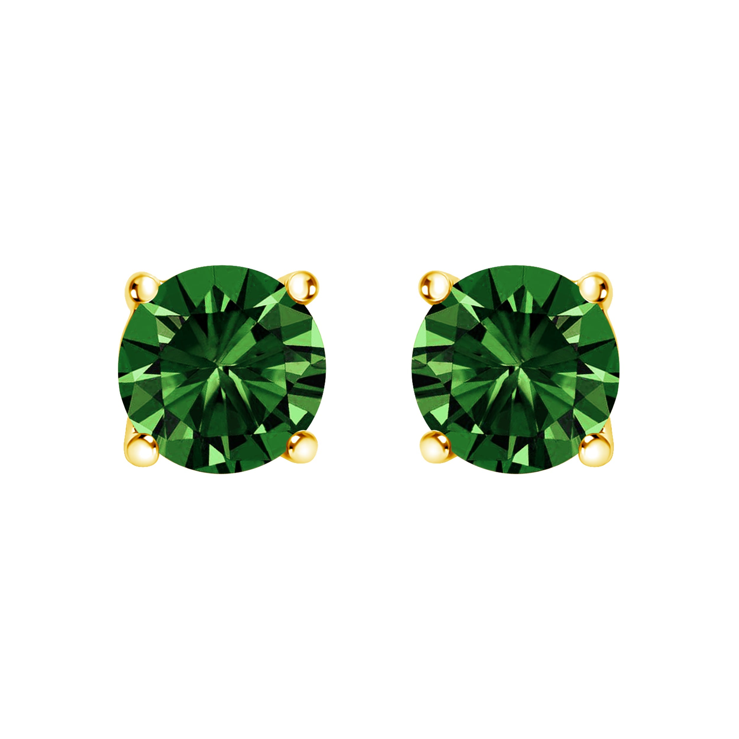 14K White Gold 1.0 Cttw Lab Grown Green Diamond Classic Solitaire Stud Earrings