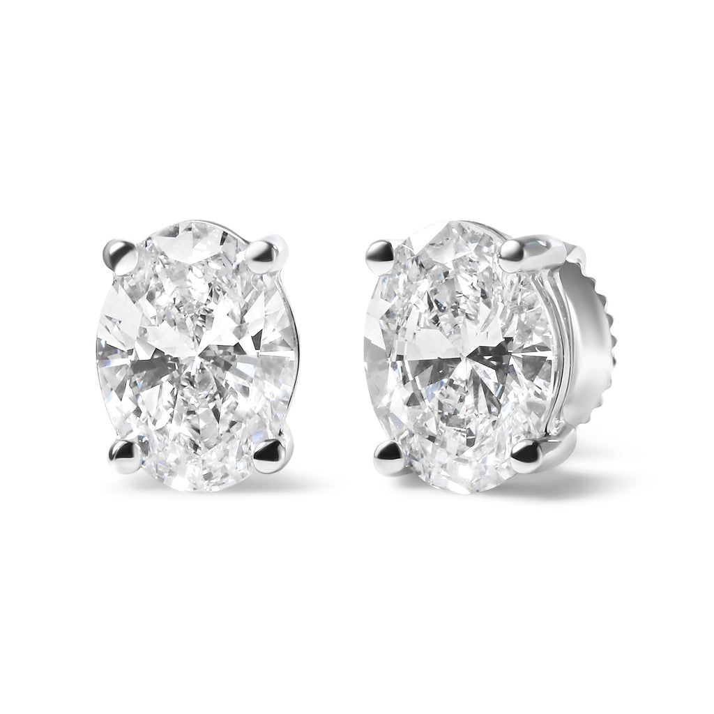 14K White Gold 3/4 Carat Total Weight Oval Shape Lab Grown Diamond Solitaire Stud Earrings (F-G Color, VS1-VS2 Clarity)