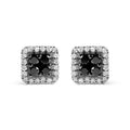 Men's 925 Sterling Silver 5/8 Cttw White and Black Diamond Composite wit Halo Stud Earring (Treated Black/I-J Color, I2-I3 Clarity)
