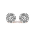 10K Yellow Gold 1/7 Cttw Diamond Beaded Halo Stud Earrings