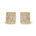 14K Yellow Gold 1/2 Cttw Diamond Square Shaped Composite Cluster Stud Earrings (I-J Color, I1-I2 Clarity)