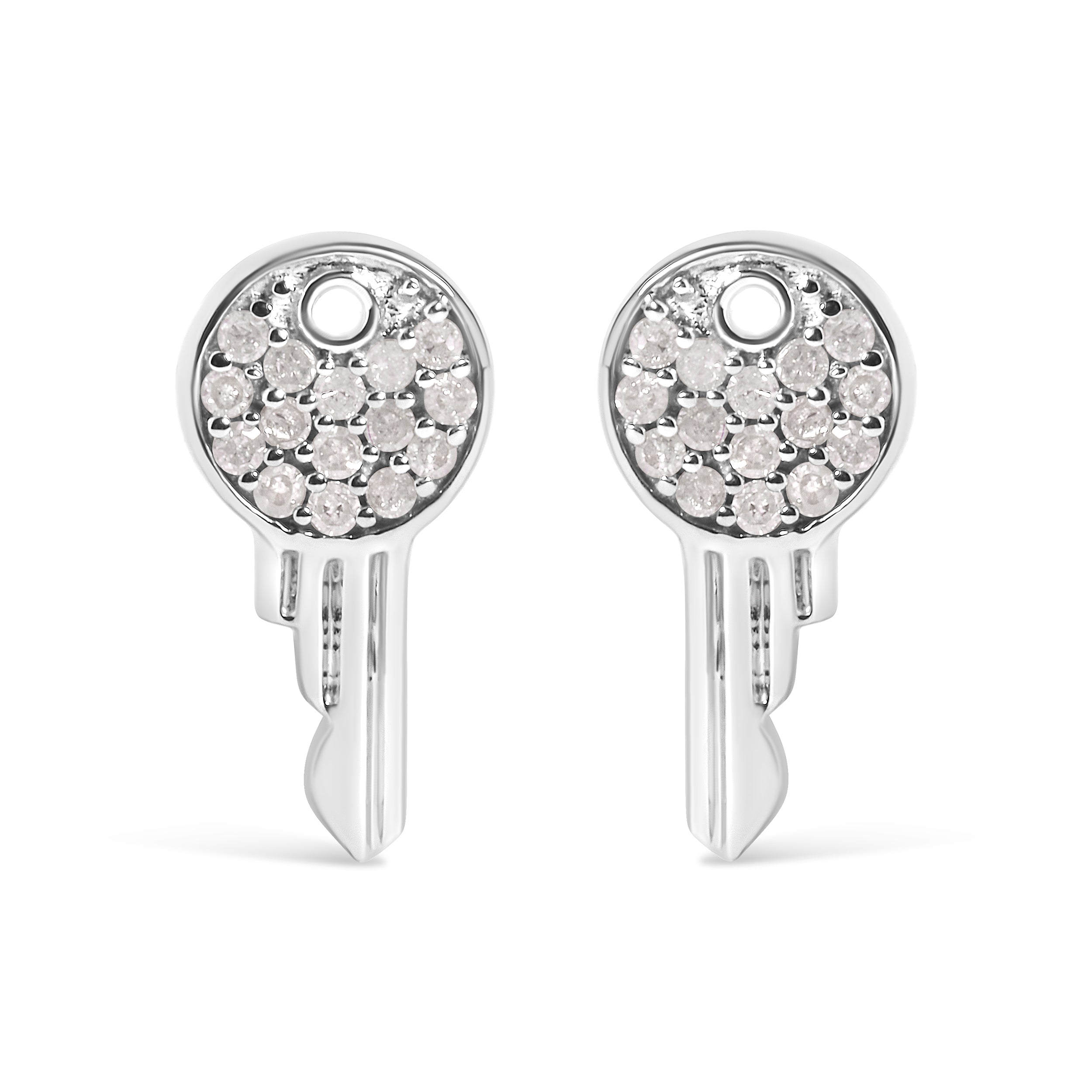 925 Sterling Silver 1/6ct TDW Diamond Charm Earrings