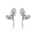 925 Sterling Silver 1/16ct TDW Diamond Leaf Earrings