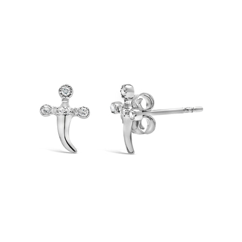 .925 Sterling Silver Diamond Accent Knife Earrings (H-I Color, I2-I3 Clarity)