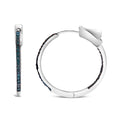 .925 Sterling Silver 1/3 Carat Total Weight Inside Out Blue Treated Diamond 1MM Wide Hoop Earrings (Blue Color, I2-I3 Clarity)