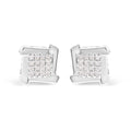 10K White Gold 1/2 Cttw Composite Princess Diamond Square and Swirl Stud Earrings (I-J Color, I1-I2 Clarity)