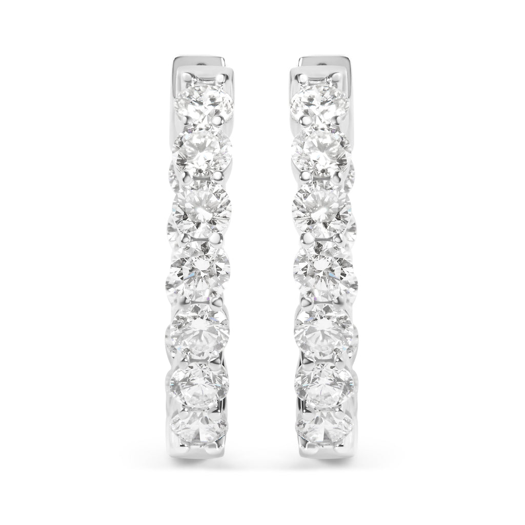 14K White Gold 5.00 Cttw Lab-Grown Diamond Inside Out Hoop Earrings