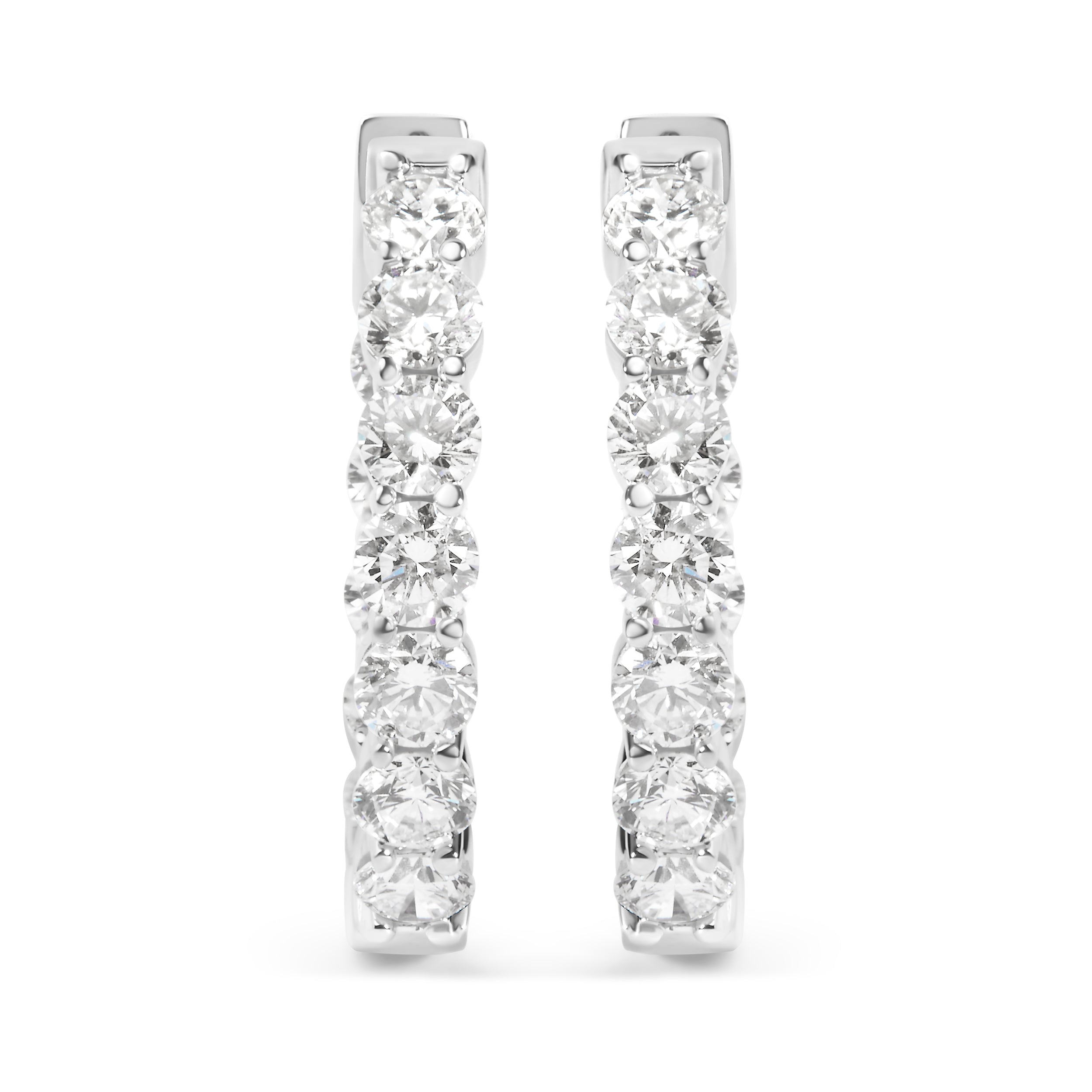 14K White Gold 5.00 Cttw Lab-Grown Diamond Inside Out Hoop Earrings