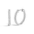 14K White Gold 2.00 Cttw Princess Diamond Inside Out Elongated Hoop Earrings