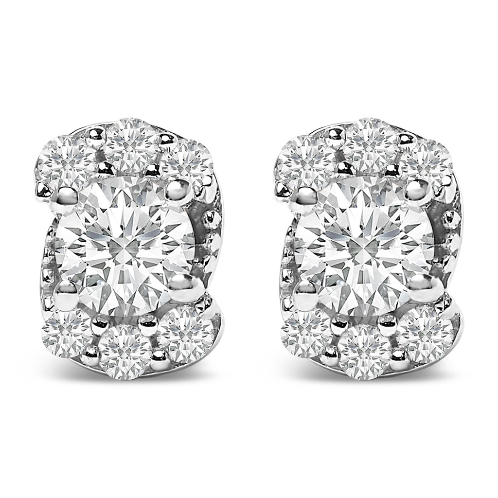 Pendientes de plata esterlina con halo de diamantes creados en laboratorio de 1/3 Cttw en forma de remolino
