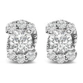 Pendientes de plata esterlina con halo de diamantes creados en laboratorio de 1/3 Cttw en forma de remolino