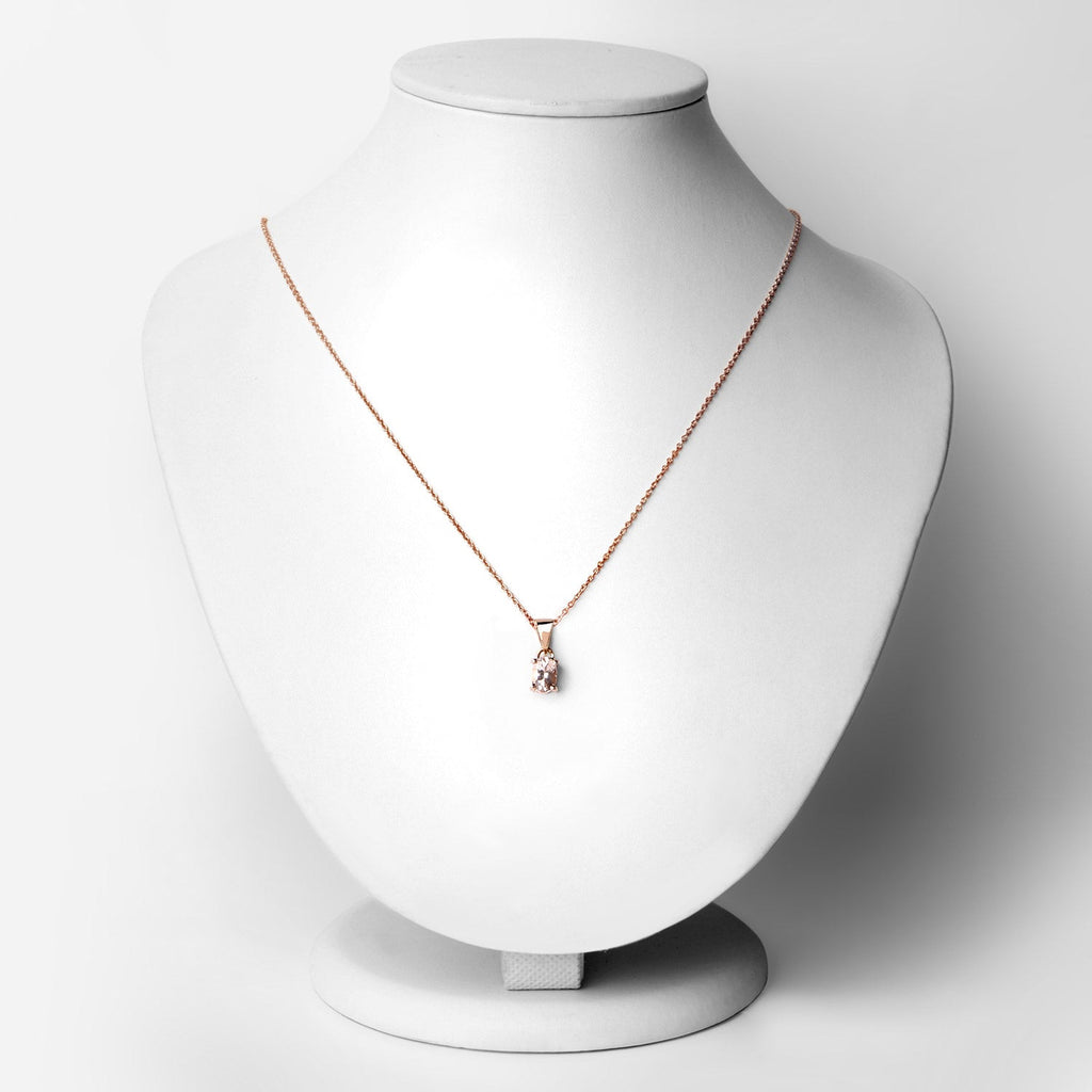 18K Rose Gold Plated 0.70 Carat Genuine Morganite .925 Sterling Silver Pendant