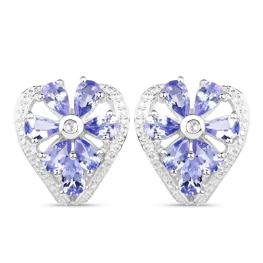 2.97 Carat Genuine Tanzanite & White Topaz .925 Sterling Silver Earrings