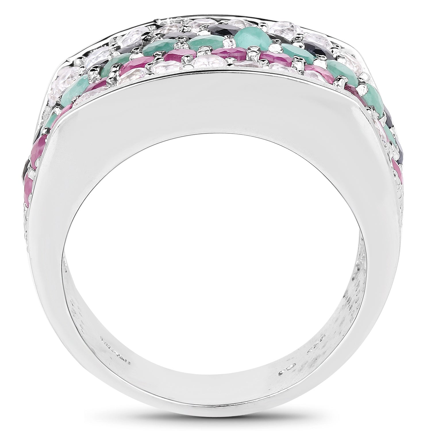 4.28 Carat Genuine Multi-Stone .925 Sterling Silver Ring