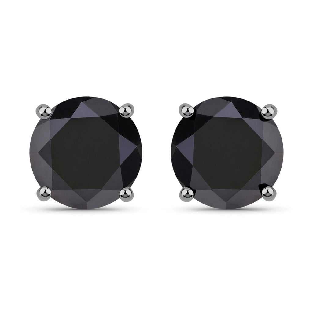 4.81 Carat Genuine Black Diamond 14K White Gold Earrings