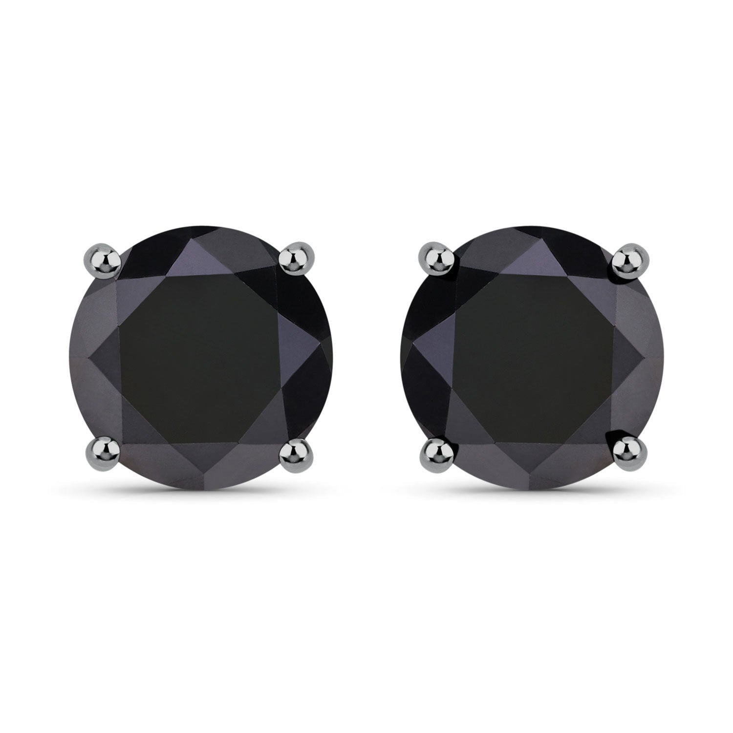 4.81 Carat Genuine Black Diamond 14K White Gold Earrings