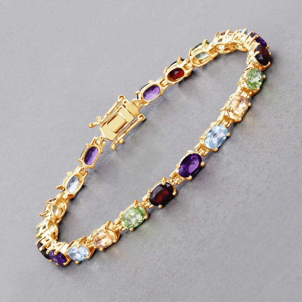 8.96 Carat Genuine Multi-Stone .925 Sterling Silver Bracelet