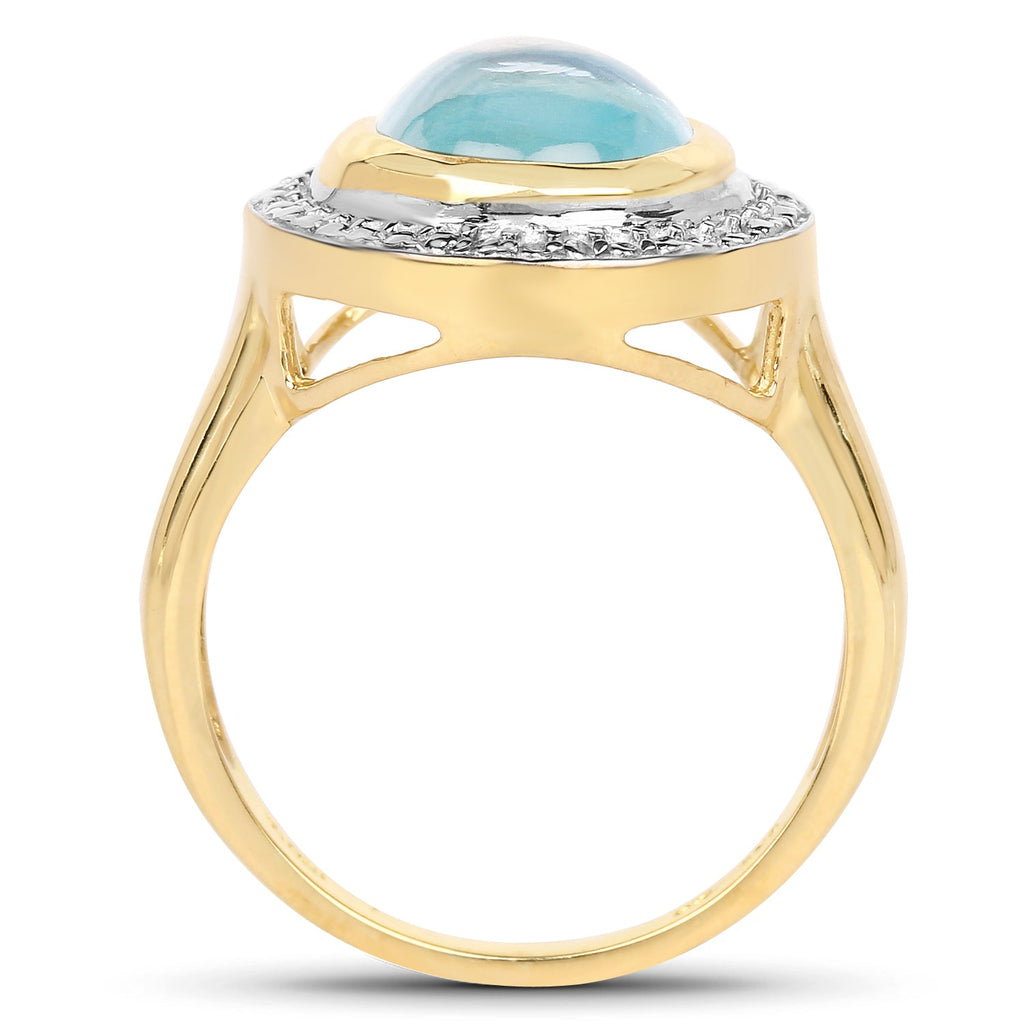 14K Yellow Gold Plated 6.70 Carat Genuine Blue Topaz .925 Sterling Silver Ring