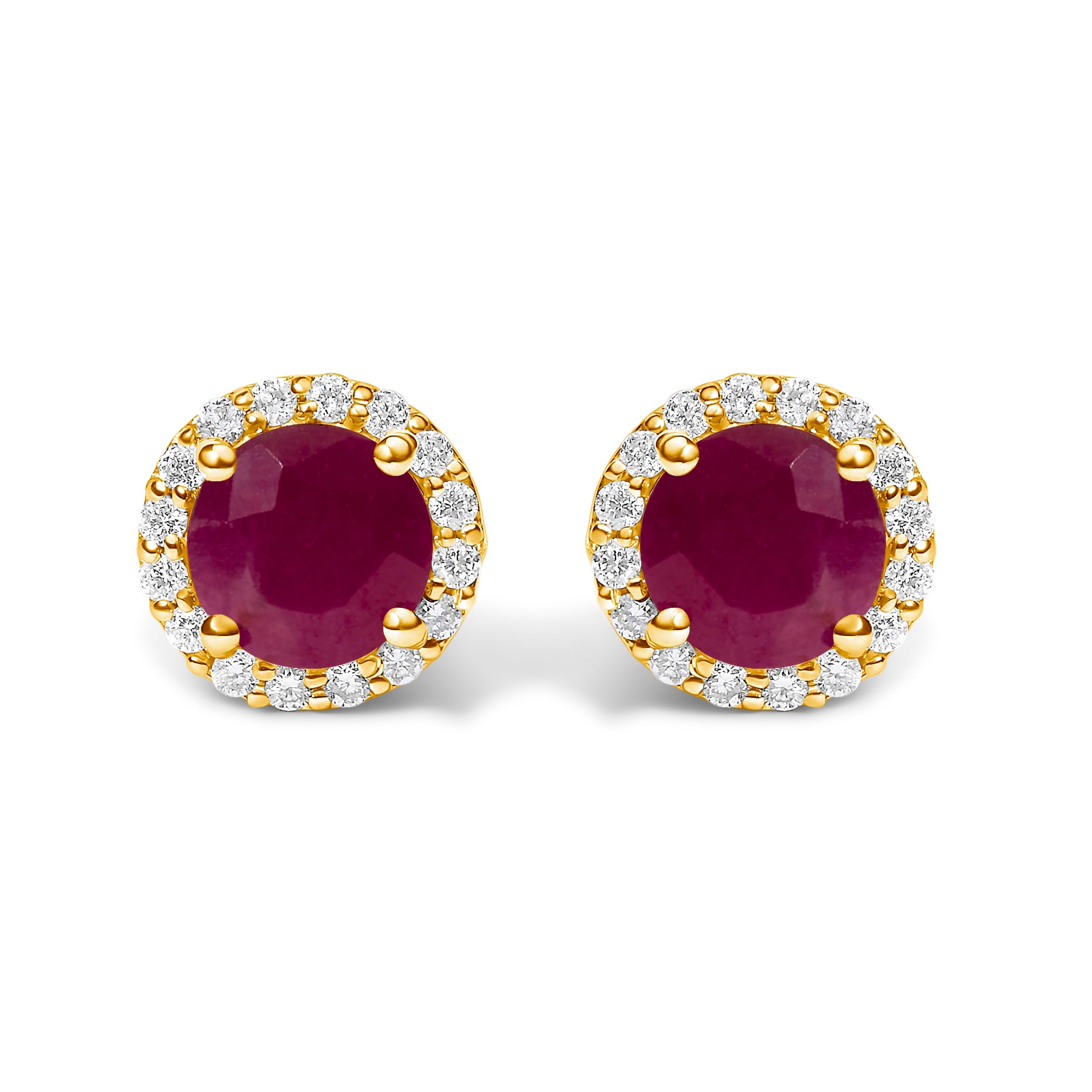 10K White Gold Purple Amethyst and 1/6 Cttw Diamond Halo Stud Earring