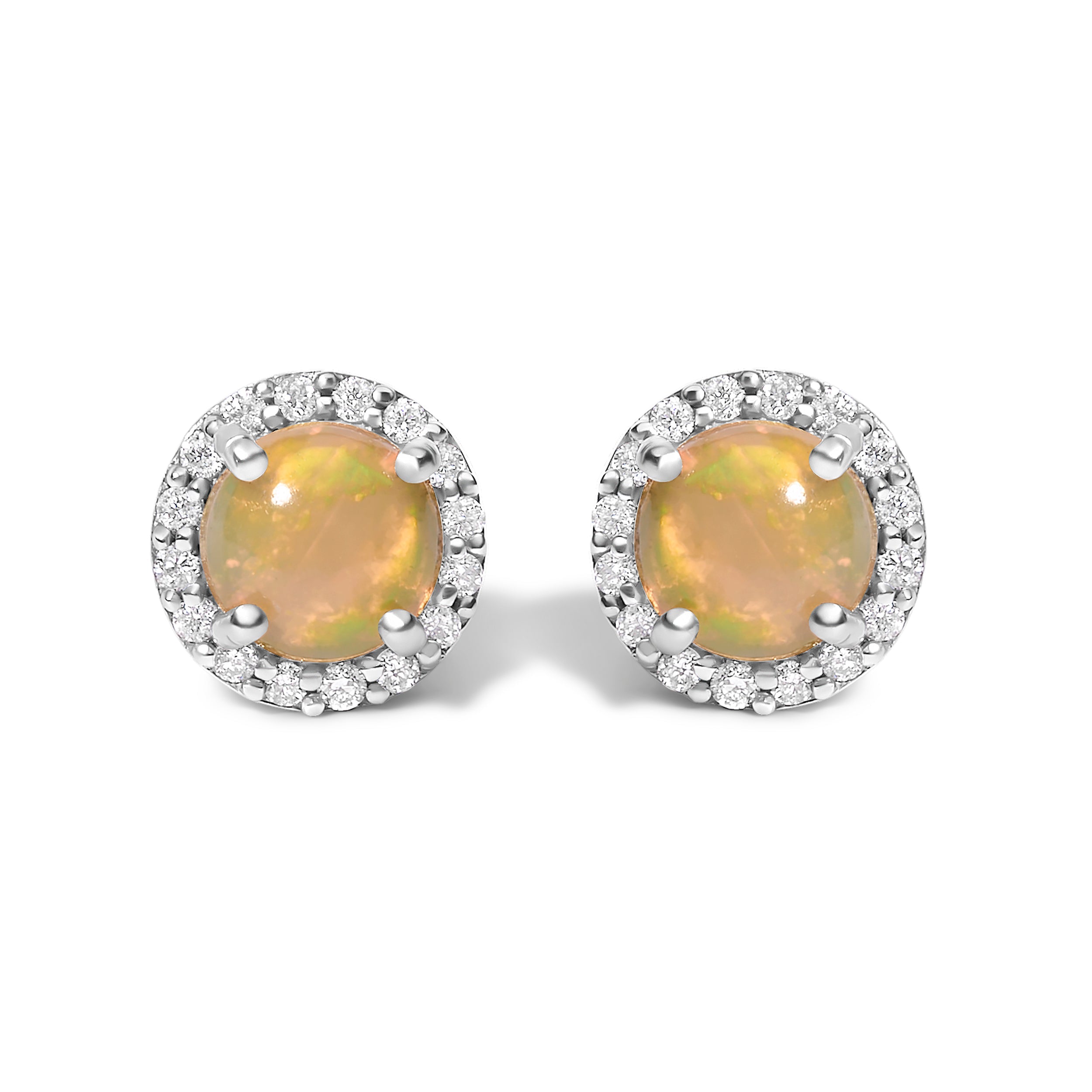 10K White Gold Purple Amethyst and 1/6 Cttw Diamond Halo Stud Earring