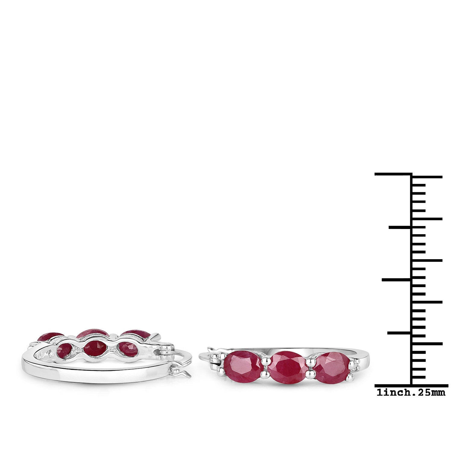 1.81 Carat Genuine Ruby and White Diamond .925 Sterling Silver Earrings