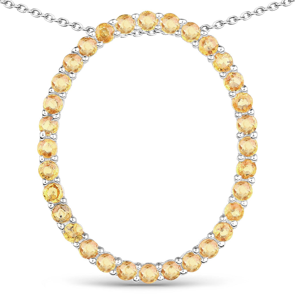 3.84 Carat Genuine Yellow Sapphire .925 Sterling Silver Pendant