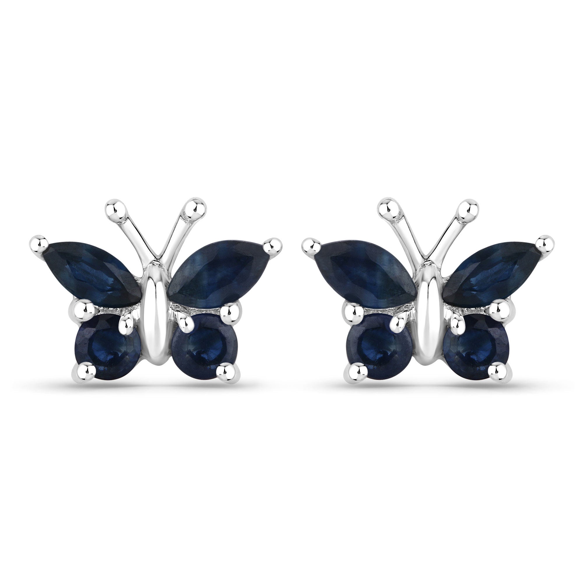 0.61 Carat Genuine Blue Sapphire .925 Sterling Silver Earrings