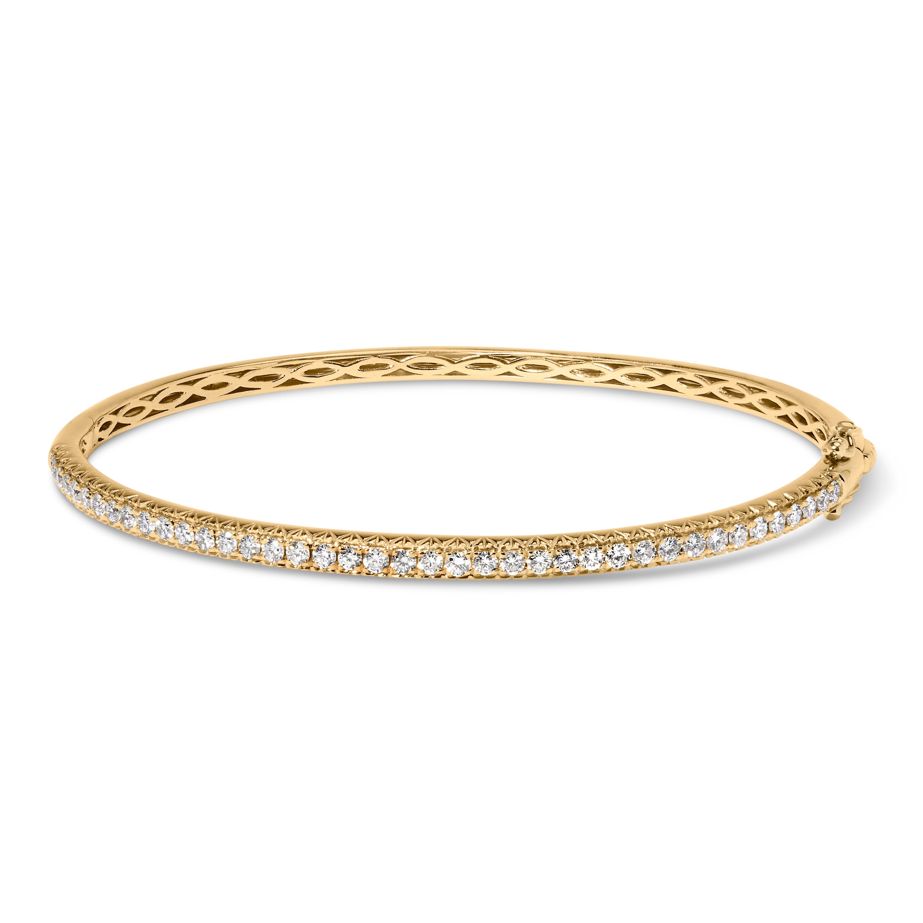 14K Rose Gold 1.00 Cttw Half Eternity Diamond Bangle Bracelet (G-H Color, SI2-I1 Clarity) - 7" Inches