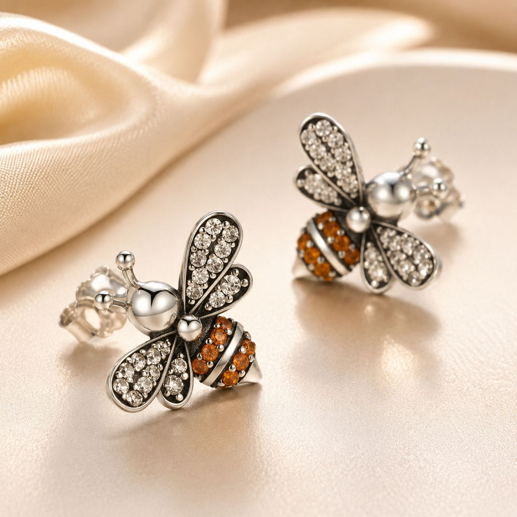 925 Sterling Silver Earrings with Pavé Setting CZ - 1.2x1.4cm for Women