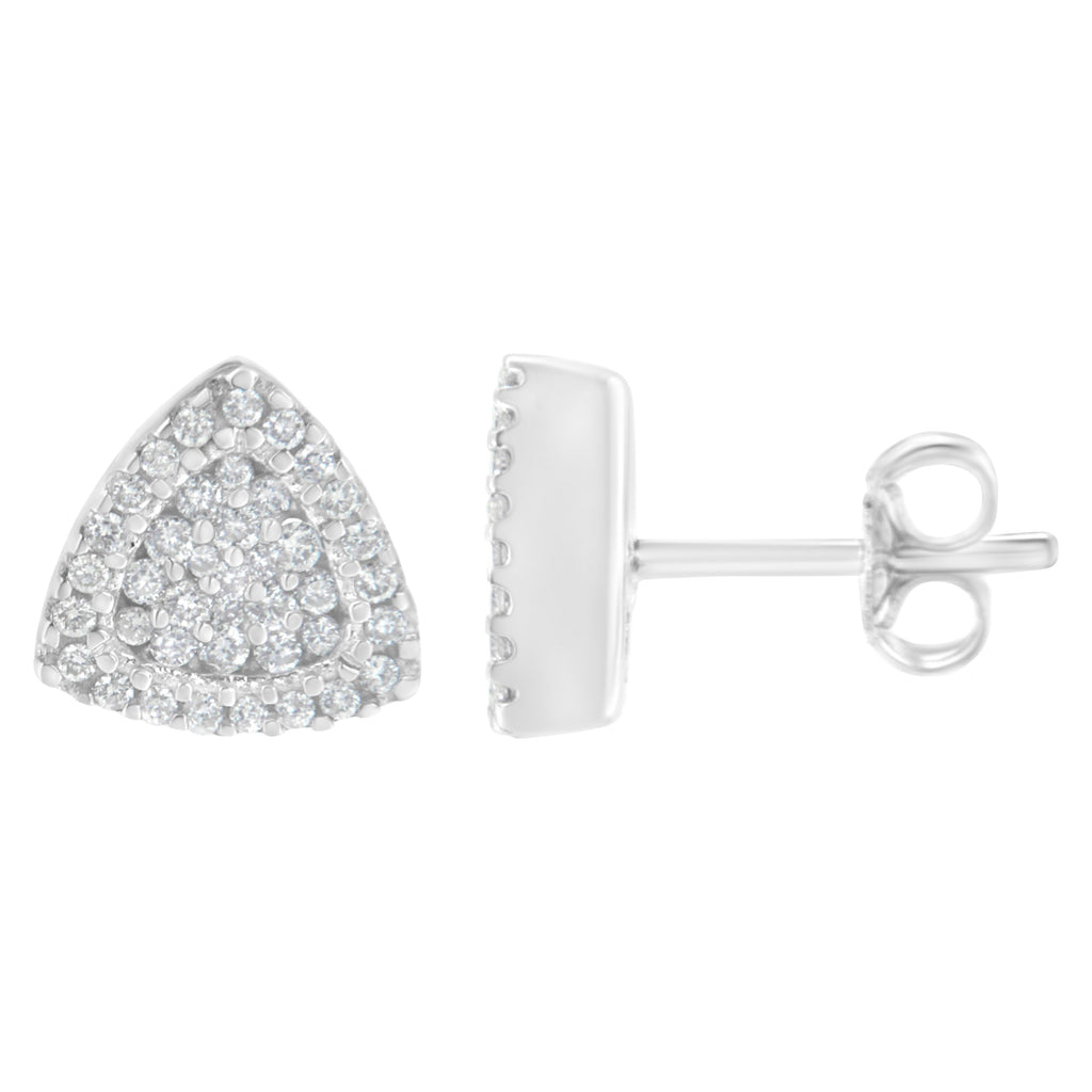 14K White Gold 1/2 cttw Trillion Shaped Diamond Stud Earrings (H-I Color, SI2-I1 Clarity)