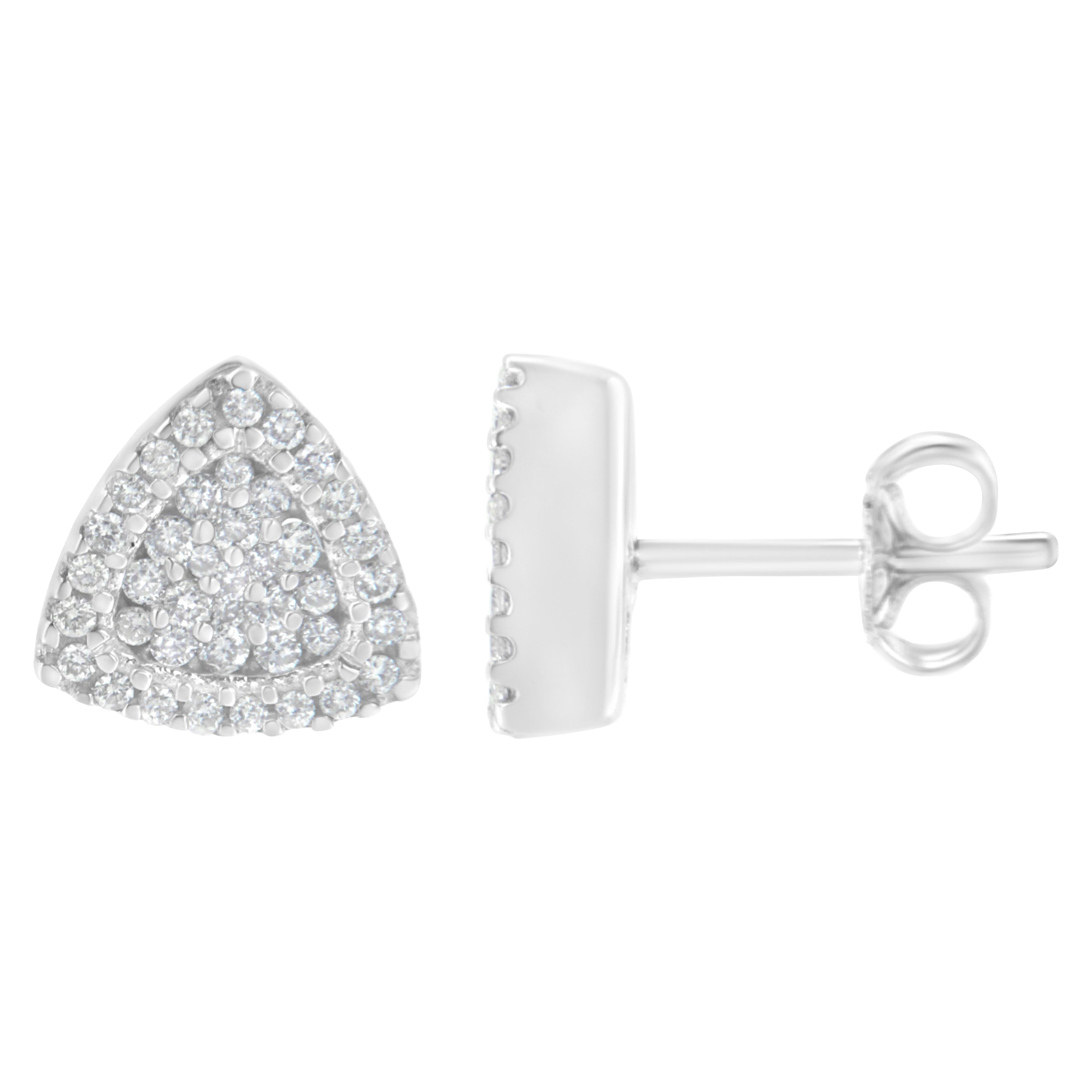 14K White Gold 1/2 cttw Trillion Shaped Diamond Stud Earrings (H-I Color, SI2-I1 Clarity)