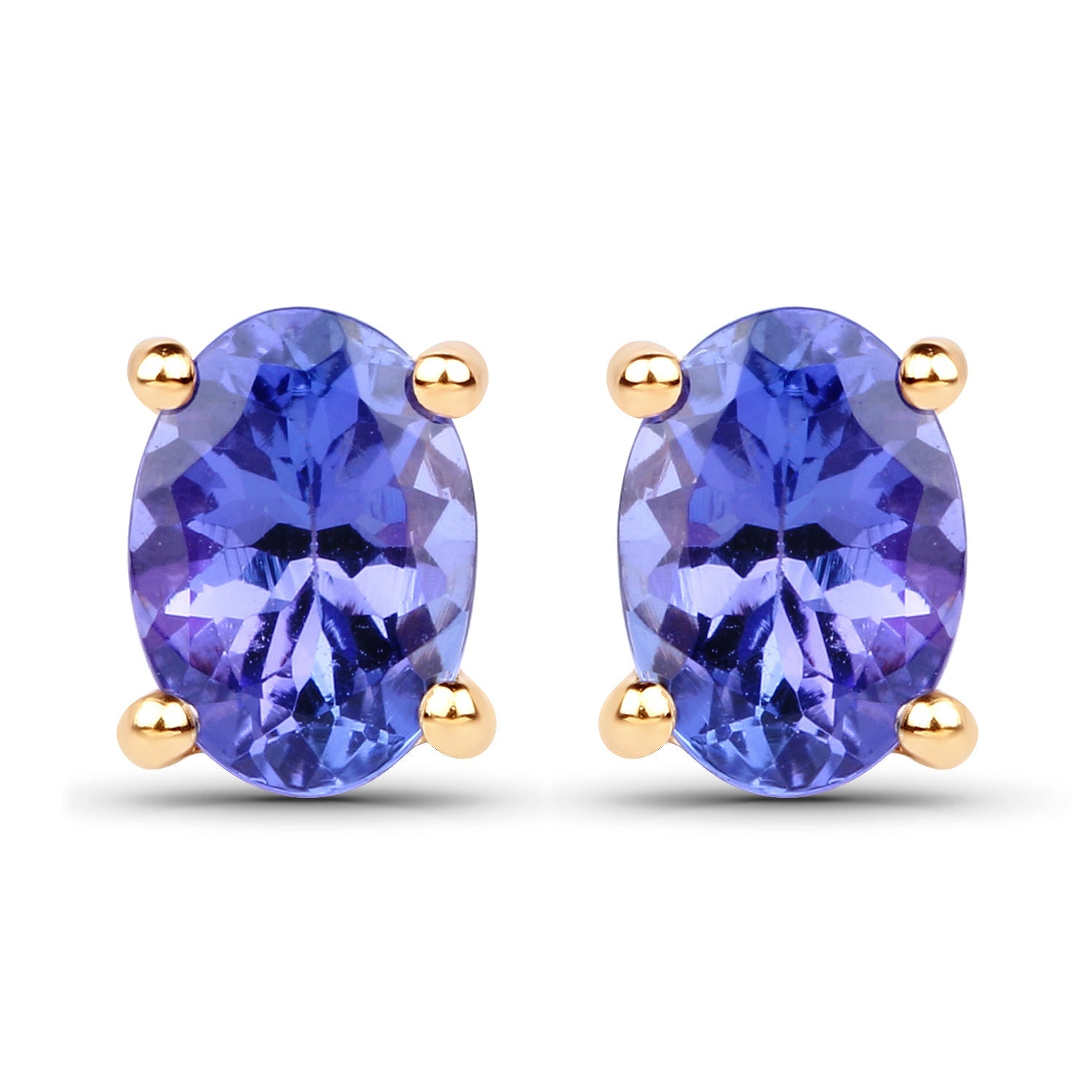 1.24 Carat Genuine Tanzanite 14K Yellow Gold Earrings