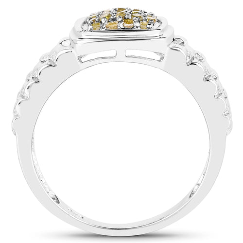 0.25 Carat Genuine Yellow Diamond .925 Sterling Silver Ring