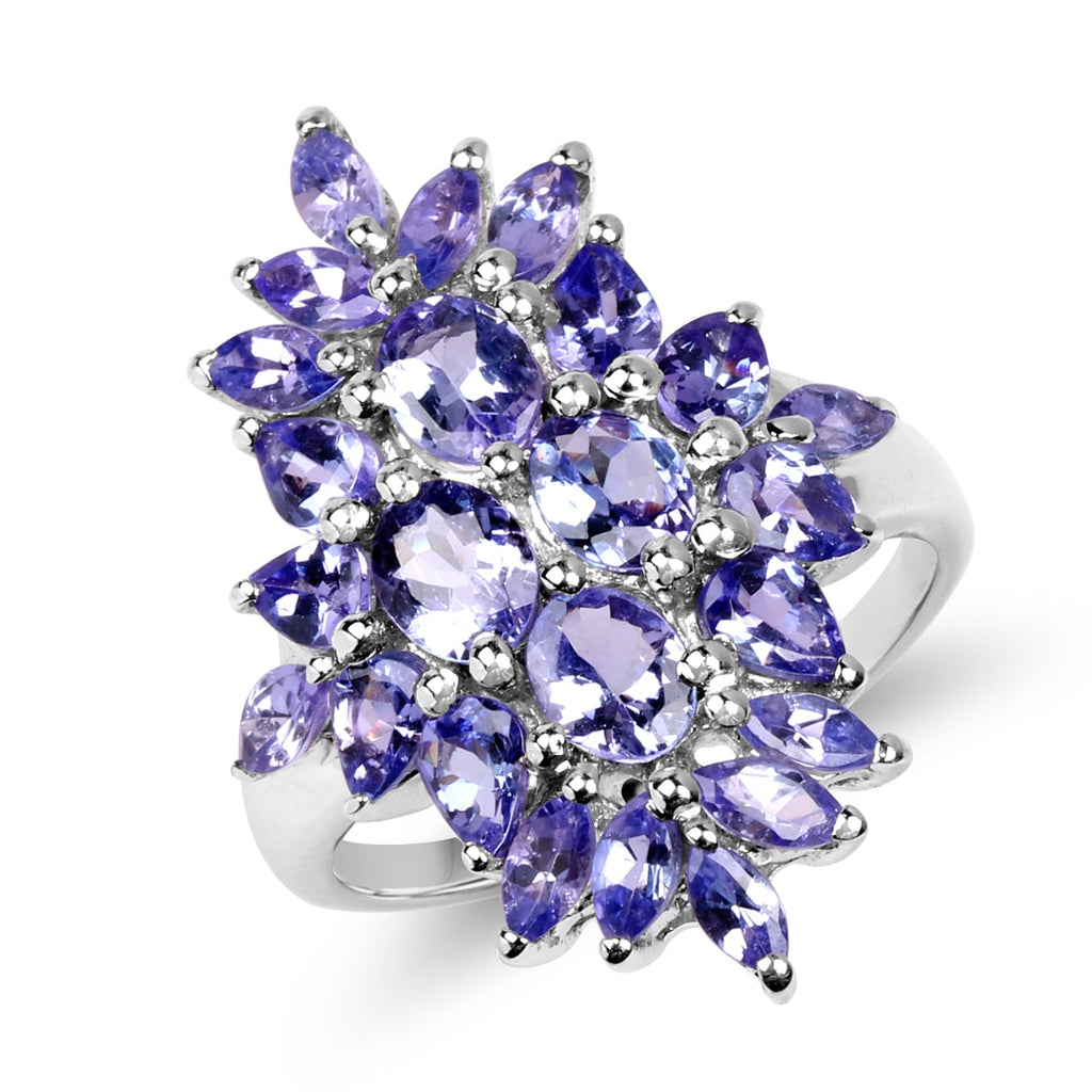3.40 Carat Genuine Tanzanite .925 Sterling Silver Ring