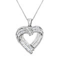 Sterling Silver 7/8 ct. t.w. Baguette Diamond Heart Pendant Necklace (I-J, I2-I3)