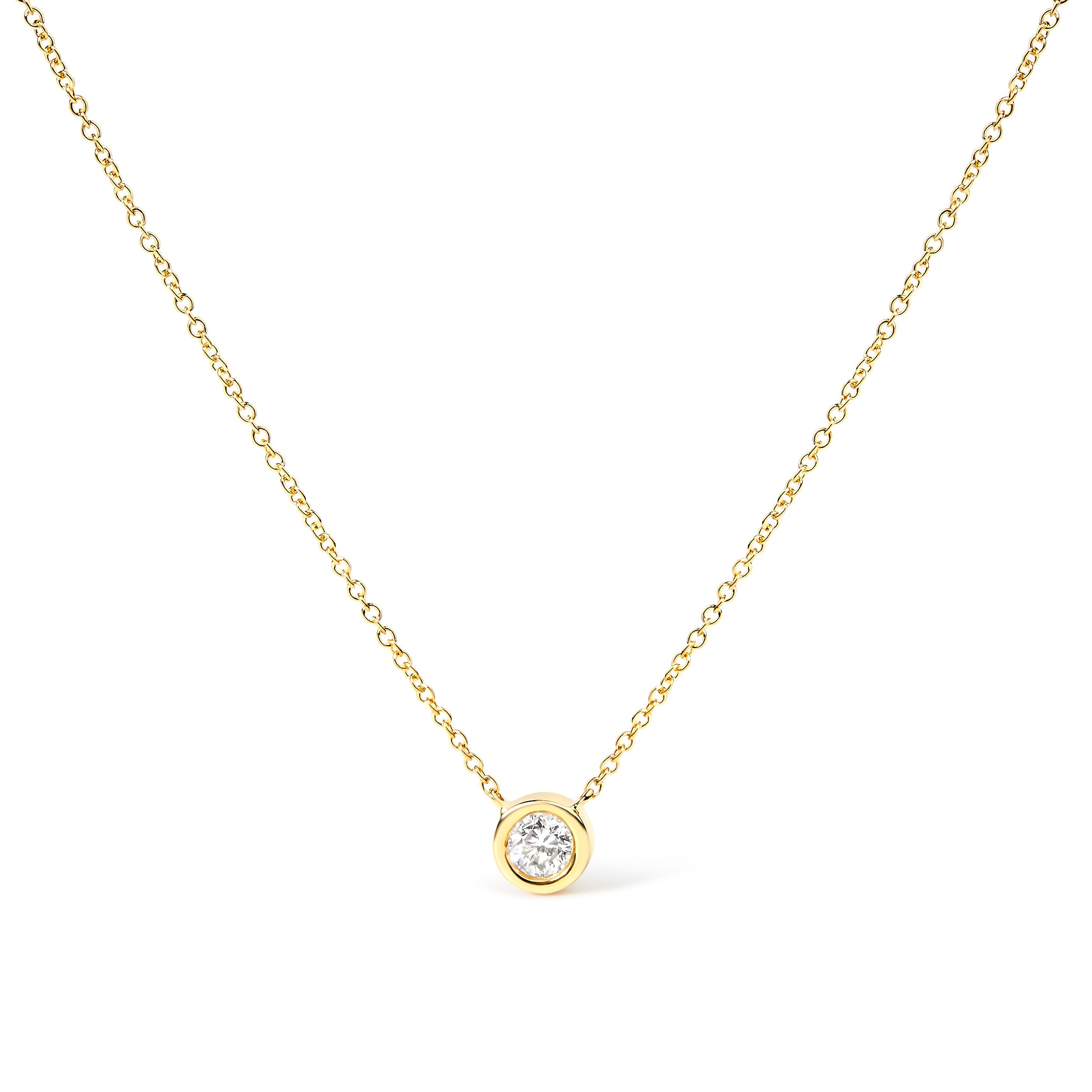 14K White Gold 1/2 Cttw Lab Grown Diamond Modern Bezel-Set Solitaire 16"-18" Pendant Necklace (F-G Color, VS2-SI1 Clarity)