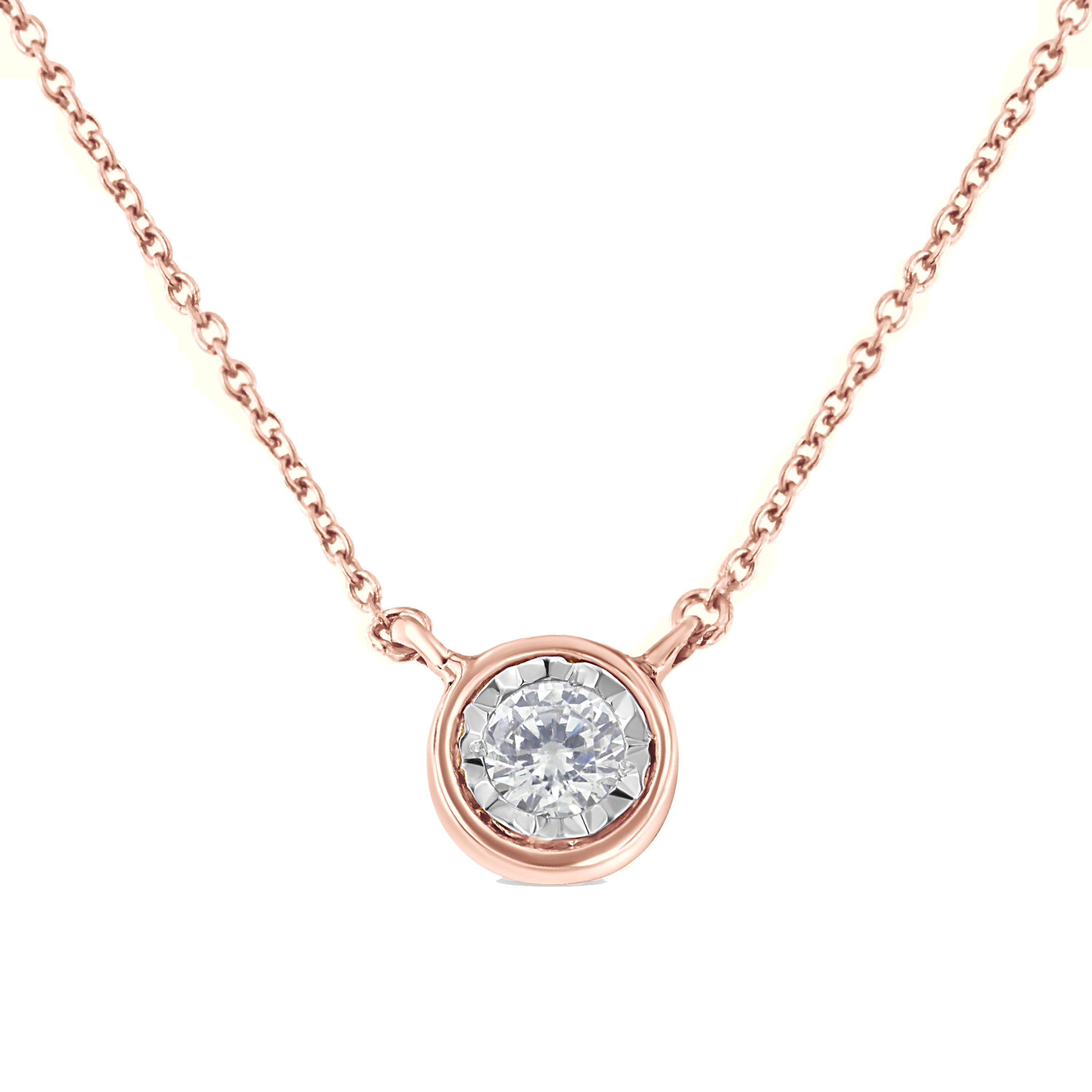 10K Yellow Gold 1/4 Cttw Round Brilliant-Cut Diamond Modern Bezel-Set Solitaire Pendant Necklace (J-K Color, I2-I3 Clarity) - 16" with 2" Extender