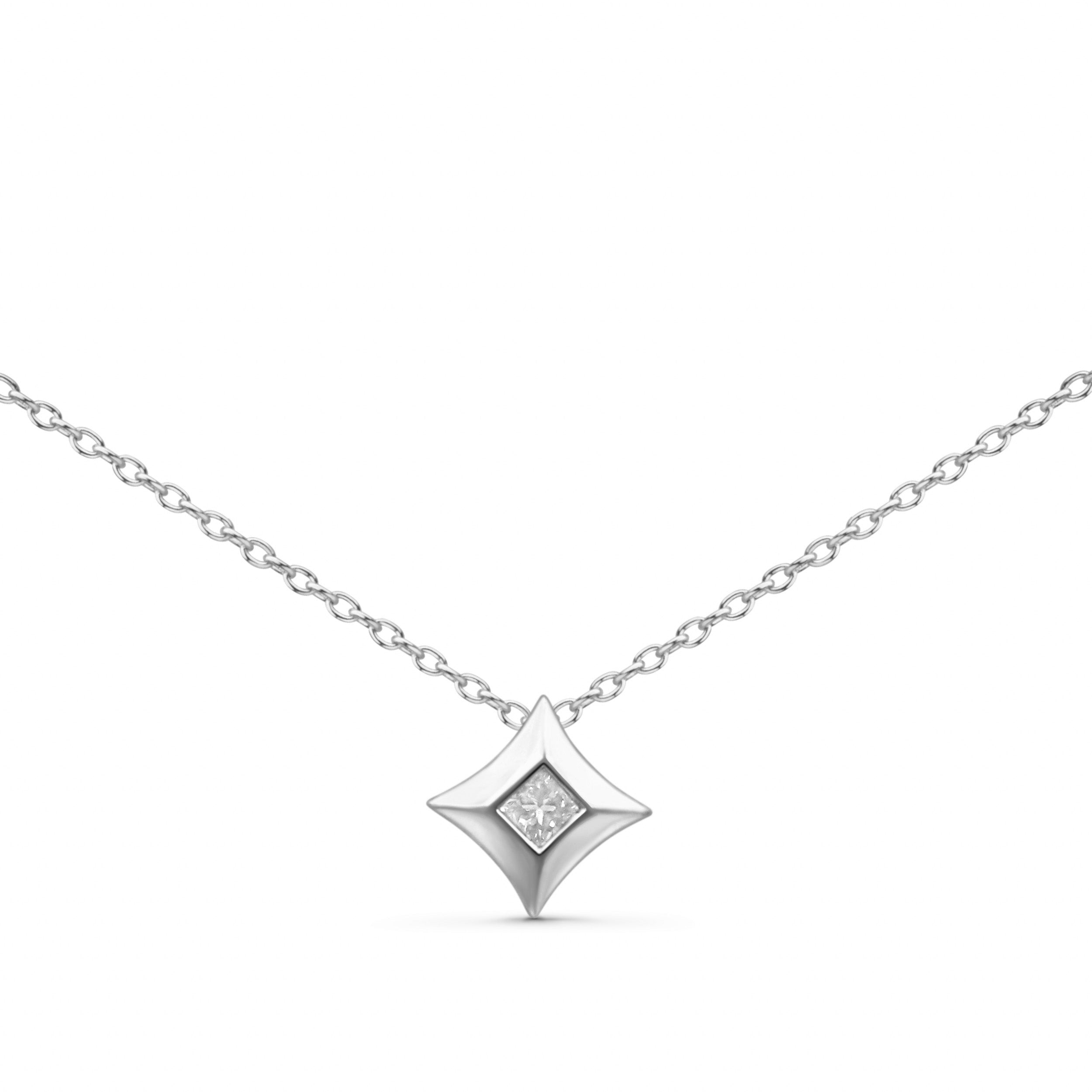 10K Yellow Gold 1/5 Cttw Bezel Set Princess Diamond Kite Shaped Solitaire Pendant Necklace