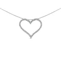 14K White Gold 3.0 Cttw Lab Grown Diamond Open Heart Pendant Necklace