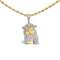 Men's 10K Yellow Gold 1 1/3 Cttw Diamond Studded Jesus Pendant Necklace