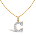 Men's 10K Yellow Gold 1 3/4 Cttw Diamond Letter C Initial Pendant Necklace