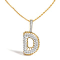 Men's 10K Yellow Gold 1 1/5 Cttw Diamond Letter D Initial Pendant Necklace