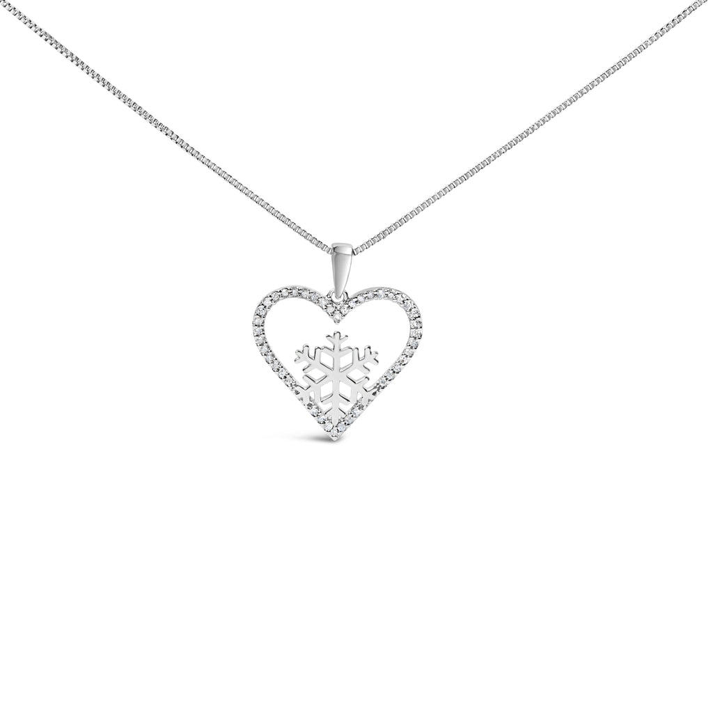 925 Sterling Silver 1/10ct TDW Diamond Heart Pendant Necklace 18"