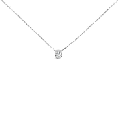 .925 Sterling Silver 1.0 Carat Total Weight Lab Grown Round-Cut Diamond Pendant Necklace 18"