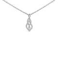 Sterling Silver 1/3 Carat Total Weight Diamond Swirl Teardrop Pendant Necklace