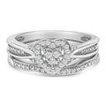 Sterling Silver 1/5 Carat Total Weight Diamond Heart Motif Bridal Set