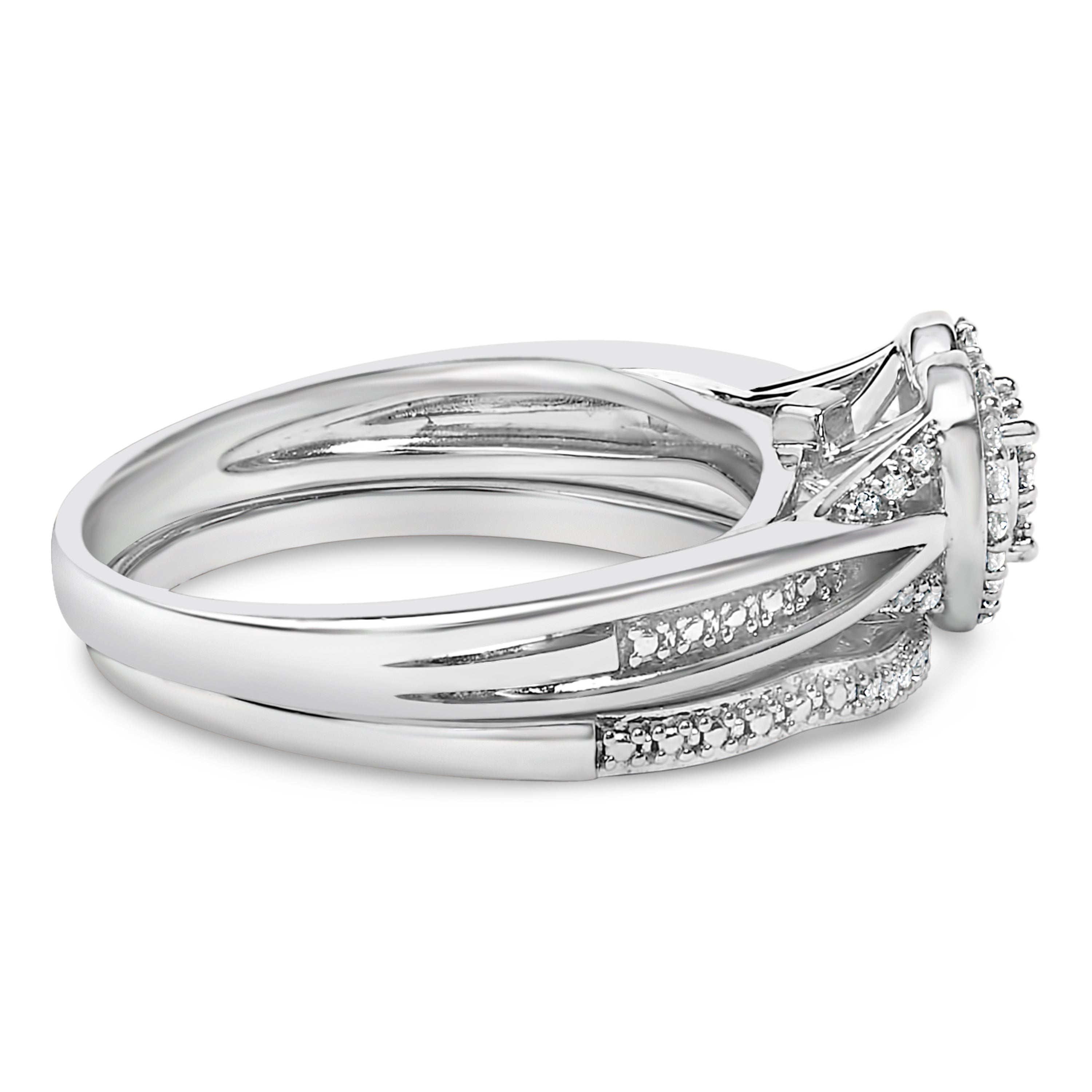 Sterling Silver 1/5 Carat Total Weight Diamond Heart Motif Bridal Set