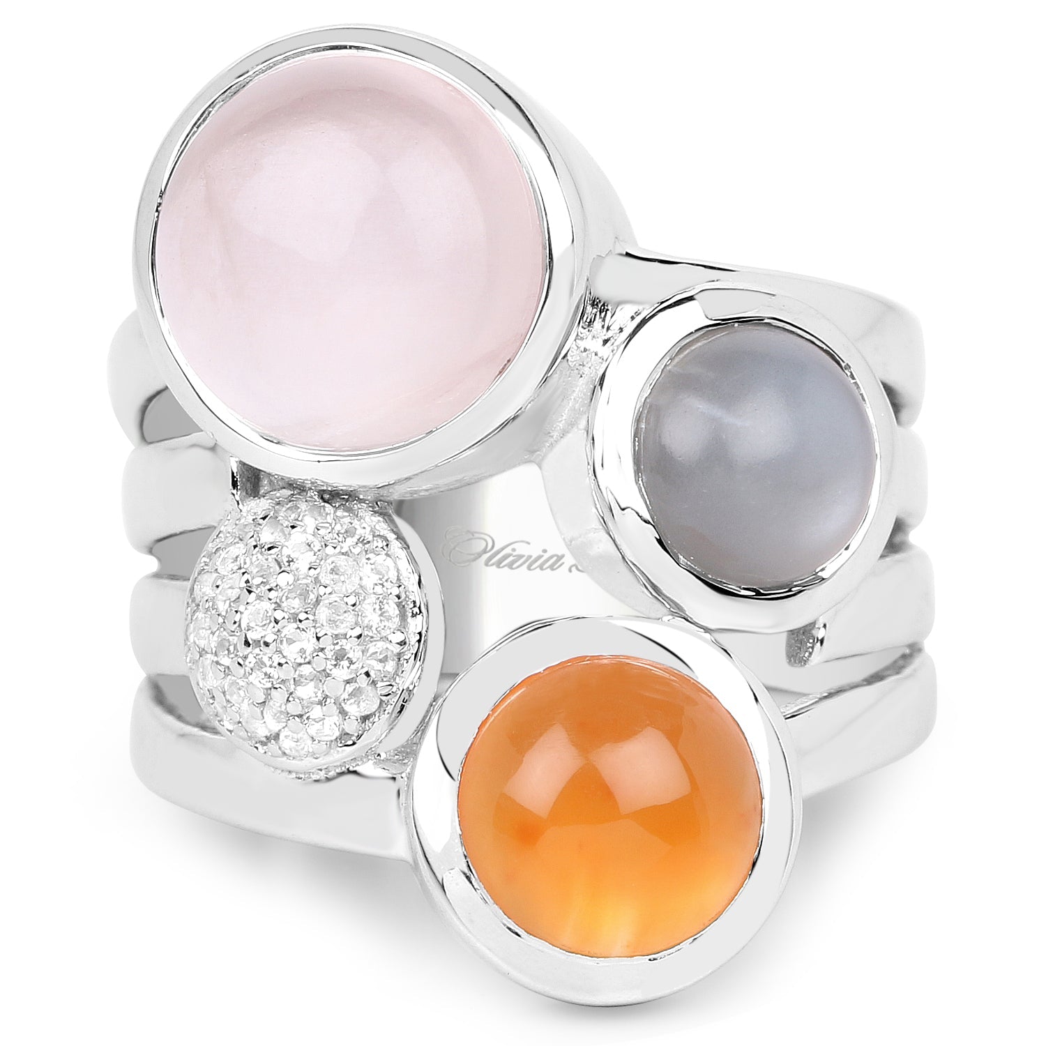 5.96 Carat Genuine Multi-Stone .925 Sterling Silver Ring