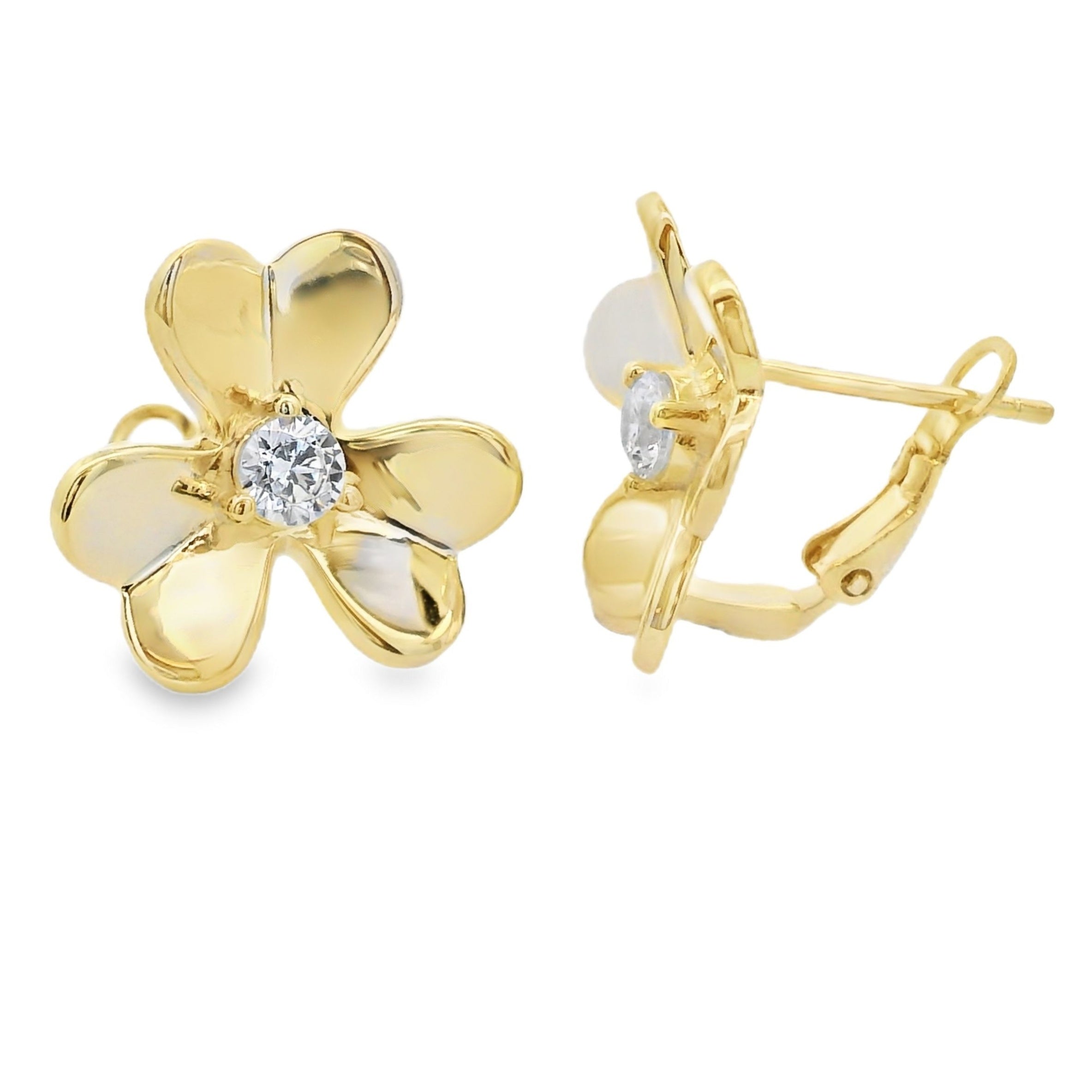 Cubic Zirconia Flower Sterling Silver Earrings